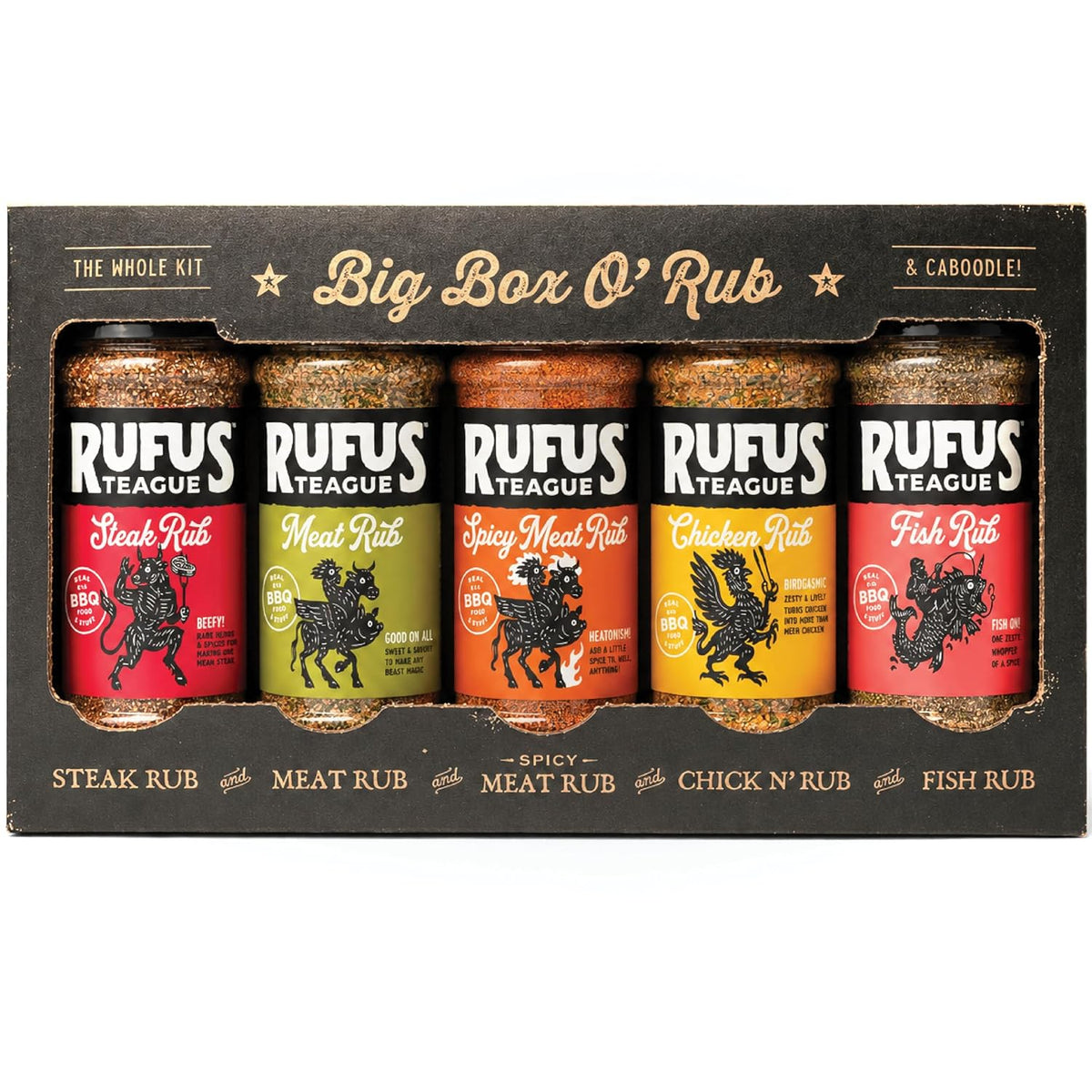 BBQ Seasoning Gift Set, Big Box O' Rubs, 5 Flavor Spice Set | Big Box O' Rub BBQ Dry Rub for Smoking and Grilling Meat, Gifts for Men Who like Grilling, Great Flavor, Great Gift Idea