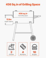 VEVOR 456 sq. in. 8-in-1 Pellet Grill & Smoker