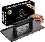 3Lbs Cast Iron BBQ Grill Press with Heat Resistant Handle | Heat-Resistant Handle for a Secure Grip, Heavy Duty Ideal for Smash Burgers and Flat Top Grills, 5-Year Warranty