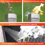 12" Pellet Smoker Tube for Pellet Grill 2 Pack Cold Smoker Generator for BBQ Stainless Steel Wood Pellet Tube Smoker Fit Electric Gas Charcoal Grill, Provides Food Tong and Brush and Hook | Stainless Steel Pellet Tube for BBQ Smoking, Wide Compatibility w
