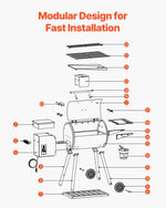 VEVOR 456 sq. in. 8-in-1 Pellet Grill & Smoker