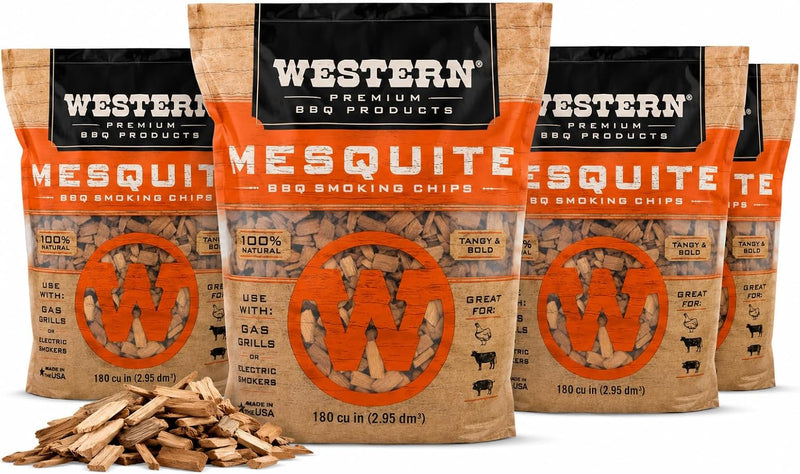 Mesquite BBQ Smoking Chips 4 Pack – 100% Real Wood for Grilling & Smoking – Bold, Tangy Smoke Flavor – Perfect for Brisket, Steak, Beef, Pork & Lamb (Mesquite)