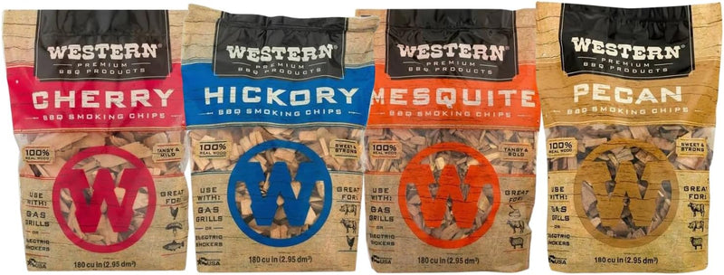 BBQ Premium‎ Wood Smoking Chips Variety (Pack of 4) Cherry, Hickory, Mesquite, Pecan