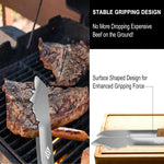 Heavy Duty BBQ Grill Tongs for Outdoor Grill，17 Inch Long Grill Tool, Metal Barbecue Utensil, Wooden Handle, Fun Barbecue Tongs for Gas and Charcoal Grilling